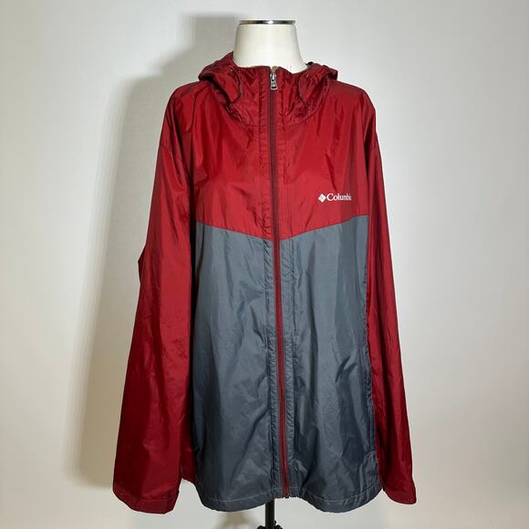 Columbia Interchange Red/Gray Jacket Coat Shell Waterproof Hooded Mens Size XXL - Picture 1 of 12